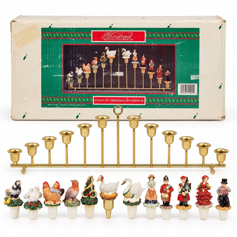 House of Lloyd 12 Days of Christmas Centerpiece Vintage 1994 Gold Excellent Deco